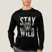 ヒョウの顔Tシャツデザイン「WILDに生きろ」 トライブレンドTシャツ (正面)