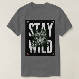 ヒョウの顔Tシャツデザイン「WILDに生きろ」 Tシャツ