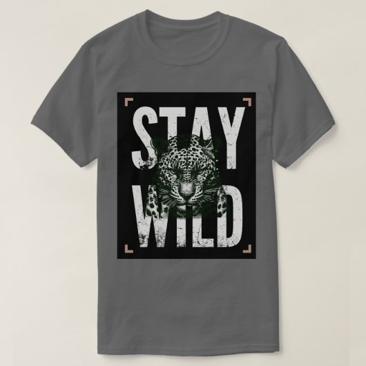 ヒョウの顔Tシャツデザイン「WILDに生きろ」 Tシャツ (デザイン正面)