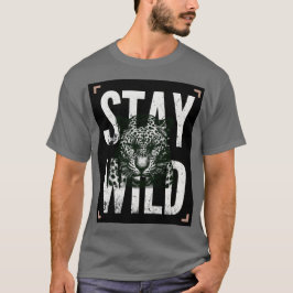 ヒョウの顔Tシャツデザイン「WILDに生きろ」 Tシャツ