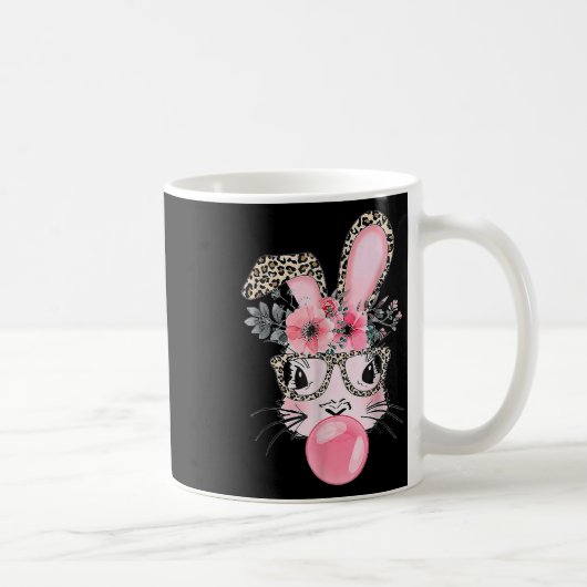 ヒョウのGLESで可愛いバニーBublegumイースターデー コーヒーマグカップ (右)