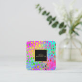 **ヒョウはっきりしたAP93抽象芸術動物金ゴールドネオン スクエア名刺 (スタンド正面)