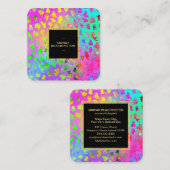 **ヒョウはっきりしたAP93抽象芸術動物金ゴールドネオン スクエア名刺 (正面/裏面)