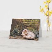 ヒョウは子ヒツジアイザイア11と横になります カード (黄色い花)