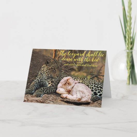 ヒョウは子ヒツジアイザイア11と横になります カード (正面)