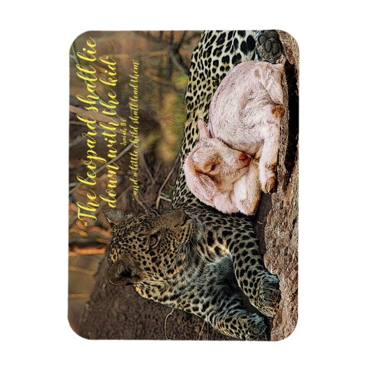 ヒョウは子ヒツジアイザイア11と横になります マグネット (縦)