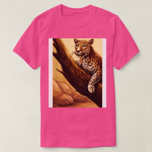 ヒョウは木2に横たわる Tシャツ (デザイン正面)