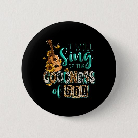 ヒョウひまわりクリスチャン私はグッドの歌う 缶バッジ (正面)