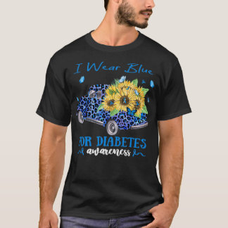 ヒョウひまわりトラックI衣服ブルー糖尿病A Tシャツ