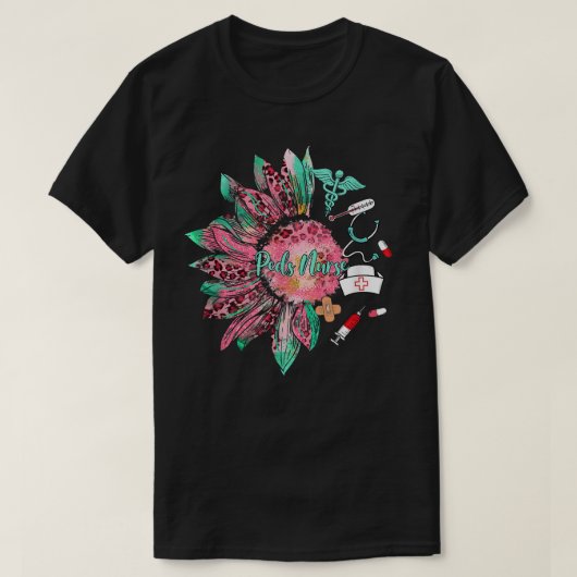 ヒョウひまわりナース生命聴診器 Tシャツ (デザイン正面)