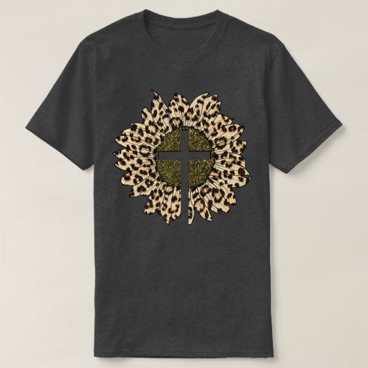 ヒョウひまわり女性ヒョウ柄 Tシャツ (デザイン正面)