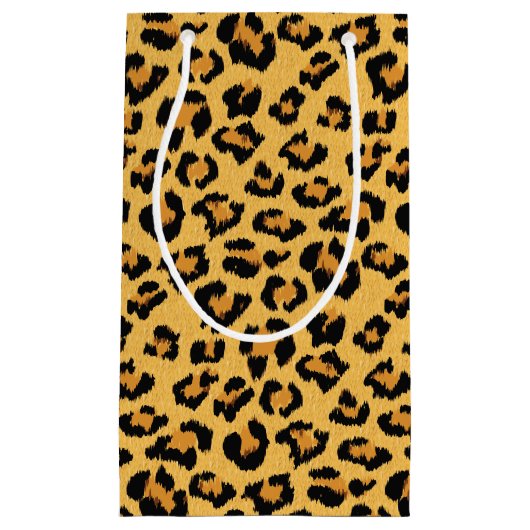ヒョウまたはジャガープリントフェイクファーパターン スモールペーパーバッグ (正面)
