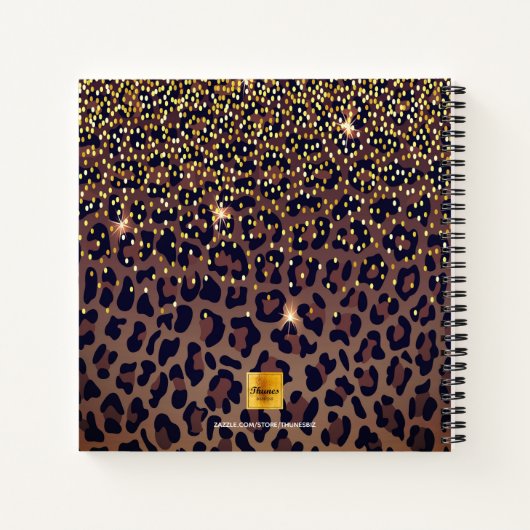 ヒョウやる気を起こさせる型ブラウン黒 ノートブック (裏面)