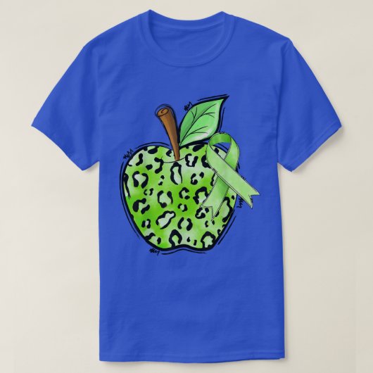 ヒョウりんご脳性麻痺認識度グリーンリボ Tシャツ (デザイン正面)