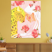 ヒョウを持つ女の子。 キャンバスプリント (インサイチュ (リビング))