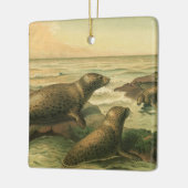 ヒョウアザラシ、ビンテージ水生動物海洋生物 セラミックオーナメント (左)