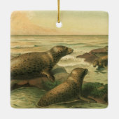 ヒョウアザラシ、ビンテージ水生動物海洋生物 セラミックオーナメント (裏面)
