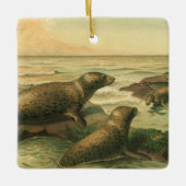 ヒョウアザラシ、ビンテージ水生動物海洋生物 セラミックオーナメント (正面)
