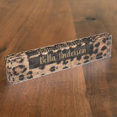 ヒョウアニマルプリントグラムモダントレンディー デスクネームプレート (側面)