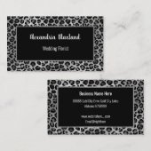 ヒョウアニマルプリントシルバーブラック名刺 名刺 (正面/裏面)