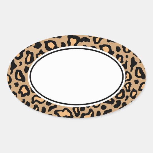 ヒョウアニマルプリントシール 楕円形シール (正面)
