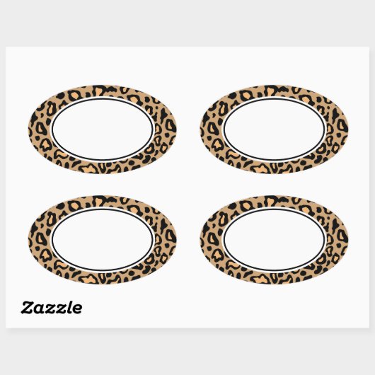 ヒョウアニマルプリントシール 楕円形シール (シート)