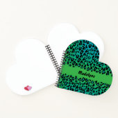 ヒョウアニマルプリントスタイリッシュグリーンターコイズ名 ノートブック (内部)