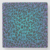 ヒョウアニマルプリントスタイリッシュパープルグラデーション ストーンコースター (正面)