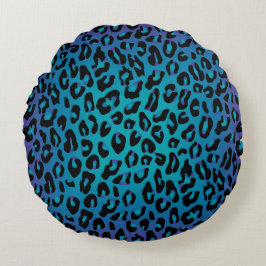 ヒョウアニマルプリントスタイリッシュパープルグラデーション ラウンドクッション