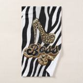 ヒョウアニマルプリントタオルセット…ボスハイヒール バスタオルセット (ハンドタオル)