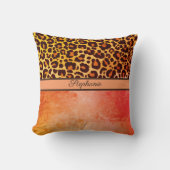 ヒョウアニマルプリントチータオレンジサファリ クッション (正面)