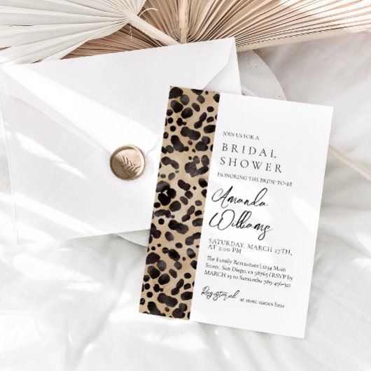 ヒョウアニマルプリントモダンブライダルシャワー 招待状