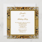 ヒョウアニマルプリント女性の誕生日パーティー 招待状 (裏面)