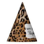 ヒョウアニマルプリント子供の誕生日パーティー パーティーハット (左)