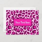 ヒョウアニマルプリント模様ブライトピンク色 ポストカード (正面/裏面)
