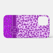 ヒョウアニマルプリント紫モノグラム Case-Mate iPhoneケース (裏面 (横))