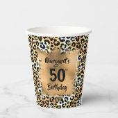 ヒョウアニマルプリント誕生日 紙コップ (正面)