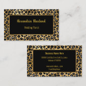 ヒョウアニマルプリント金ゴールドブラックビジネスカード 名刺 (正面/裏面)