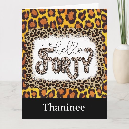 ヒョウアニマルプリント40thバースデーカースタイリッシュド カード (正面)