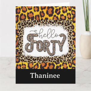 ヒョウアニマルプリント40thバースデーカースタイリッシュド カード