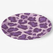 ヒョウアニマルプリント（紫の色調） ペーパープレート (アングル)