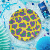 ヒョウアニマルプリント（紫、緑、黄色） ペーパープレート (パーティー)