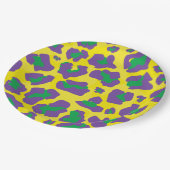 ヒョウアニマルプリント（紫、緑、黄色） ペーパープレート (アングル)