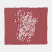 ヒョウイラストレーション焦げシエナフリースブランケット フリースブランケット (正面(横))