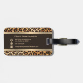 ヒョウエレガントアニマルプリントブラウン&金ゴールドストライプ ラゲッジタグ (裏面横)