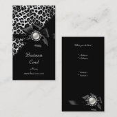 ヒョウエレガントブラックシルバーダイヤモンドイメージ 名刺 (正面/裏面)