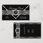ヒョウエレガントブラックシルバーダイヤモンドブラックパール 名刺 (正面/裏面)