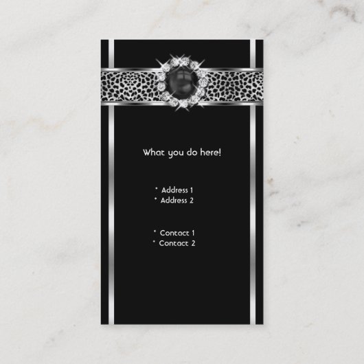 ヒョウエレガントブラックシルバーダイヤモンドブラックパール 名刺 (裏面)