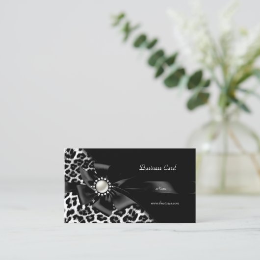 ヒョウエレガントブラックシルバーダイヤモンド 名刺 (スタンド正面)