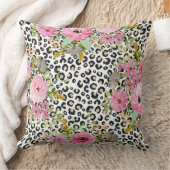 ヒョウエレガントプリントおよびフローラデザイン クッション (ブランケット)